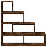 Room Divider Bookcase 4-Tier Smoked Oak 143.5x29x143.5 cm Engineered Wood 857998