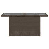 Garden Table with Glass Top Brown 100x55x73 cm Poly Rattan 366208