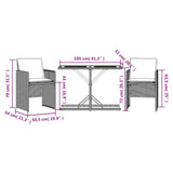 3 Piece Bistro Set with Cushions Beige Poly Rattan 365069
