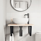 Basin Shelf Wall Mounted Steel and Solid Wood Oak 3302463