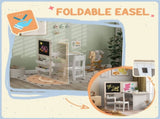 3 in 1 Kids Table and Chair Set with Storage,board, Blackboard & Roll Paper for 3-8 Years, T3398P422131