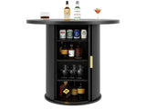 Round bar table with storage, 91.6cm high standing table with cabinet, MDF wood look, load capacity N639P442895S