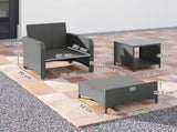 Five Piece Rattan Garden Furniture Set with 2-Tier Coffee Table and Ottomans - Cream White T3398P377537