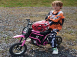 24V Electric Motorbike with Twist Grip Throttle, Music, Horn, 12" Pneumatic Tyres, 16km/h Max Speed T3398P348402