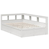 Bookcase Bed without Mattress White 135x190cm Solid Wood Pine 3324476