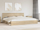 Bed Frame with Headboard Sonoma 200 x 200 cm Solid Pine Wood 3410967