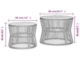 Garden Side Tables 2 pcs with Wooden Top Beige Poly Rattan 366293