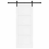 Sliding Door 78 x 202 cm Engineered Wood White and Black 3449959