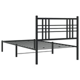 Metal Bed Frame without Mattress with Headboard Black 90x200cm 376317