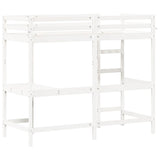 Loft Bed without Mattress White 75x190 cm Small Single Solid Wood Pine 842863