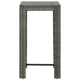 3 Piece Garden Bar Set with Cushions Poly Rattan Grey 3095410