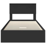 Storage Bed with Headboard Black 100 x 200 cm Engineered Wood 3410827