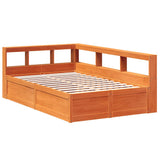 Bookcase Bed without Mattress Wax Brown 135x190cm Solid Wood Pine 3324477