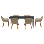 Garden Dining Set with Cushion 7 pcs Beige Poly Rattan 3261696