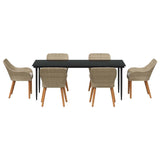 Garden Dining Set with Cushion 7 pcs Beige Poly Rattan 3261696
