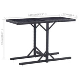 Garden Table Black 110x53x72 cm Glass and Poly Rattan 46452