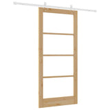 Sliding Door Natural 93 x 202 cm Solid Pine Wood and Glass 3332259