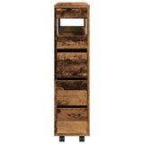 Narrow Bathroom Cabinet with Wheels Old Wood Engineered Wood 855275