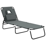 Folding Sun Lounger Grey Oxford Fabric&Powder-coated Steel 360178