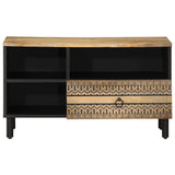 TV Cabinet Black 80x33.5x46 cm Solid Rough Wood Mango 4018645