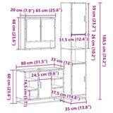 ZNTS 3 Piece Bathroom Furniture Set Brown Oak Engineered Wood 3301124