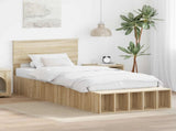 Bed Frame with Shelf Sonoma Oak 100 x 200 cm Engineered Wood 3408398