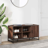 Shoe Bench Brown Oak 100x40x53.5 cm Engineered Wood and Metal 849218
