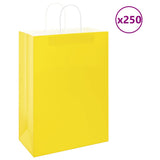 Paper Bags 250 pcs with Handles Yellow 32x17x44 cm 4101790