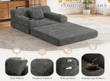 1-Seater Sleeper Sofa, Compressed Corduroy Sofa with High Backrest, Metal Frame, High-Density Foam, W3779P501260