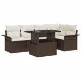 Garden Sofa Set with Cushion 6 pcs Brown Poly rattan 3357021