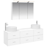 Bathroom Furniture Set 4 pcs White Engineered Wood and Glass 3407055