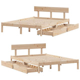 Bed Frame without Mattress 150x200 cm King Size Solid Wood Pine 3301516