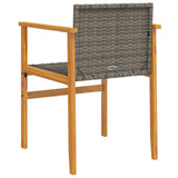 Garden Chairs 2 pcs Grey Poly Rattan&Solid Wood 368709