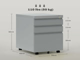 3 Drawer Filling Cabinet, Mobile Metal File Cabinet with Anti-tilt Design for Letter, A4, Legal T3398P342411