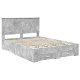 Bed Frame Concrete Grey 135 x 190 cm Engineered Wood 3411317