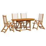 5 Piece Garden Dining Set Solid Wood Acacia and Textilene 3279280