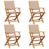 Folding Garden Chairs 4 pcs Taupe Fabric and Solid Wood 3214580