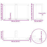 Coffee Table Legs T-Shaped 2 pcs Black 70x25x cm Steel 4013039