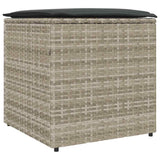 Cushion Box with Storage Light Grey 50 x 50 x 50 cm Poly Rattan 365413