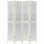 Room Divider 4 Panels White Solid Wood Paulownia 358675