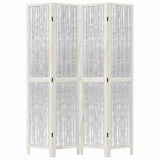 Room Divider 4 Panels White Solid Wood Paulownia 358675