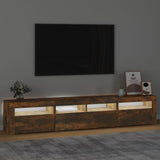 TV Cabinet with LED Lights Smoked Oak 210x35x40 cm 3152735