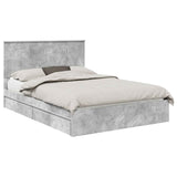 Storage Bed Concrete Grey 135 x 190 cm Engineered Wood 3411218