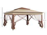 3 x 3 Pop Up Gazebo, Double-roof Garden Tent with Netting and Carry Bag, Party Event Shelter for T3398P322137