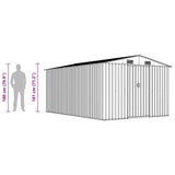 Garden Shed 257x392x181 cm Metal Grey 143345