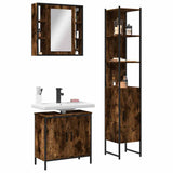 3 Piece Bathroom Cabinet Set Smoked Oak Engineered Wood 3214742