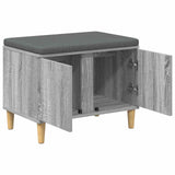 Hall Bench with Cushion with Door Grey Sonoma 60 x 38 x 46 cm 891525