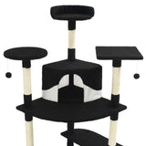 Cat Tree with Sisal Scratching Posts 203 cm Black and White 170530