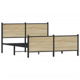 Metal Bed Frame without Mattress Sonoma Oak 137x190 cm 4007733
