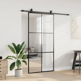 Sliding Door with Hardware Set Black 102x205 cm ESG Glass 3375846